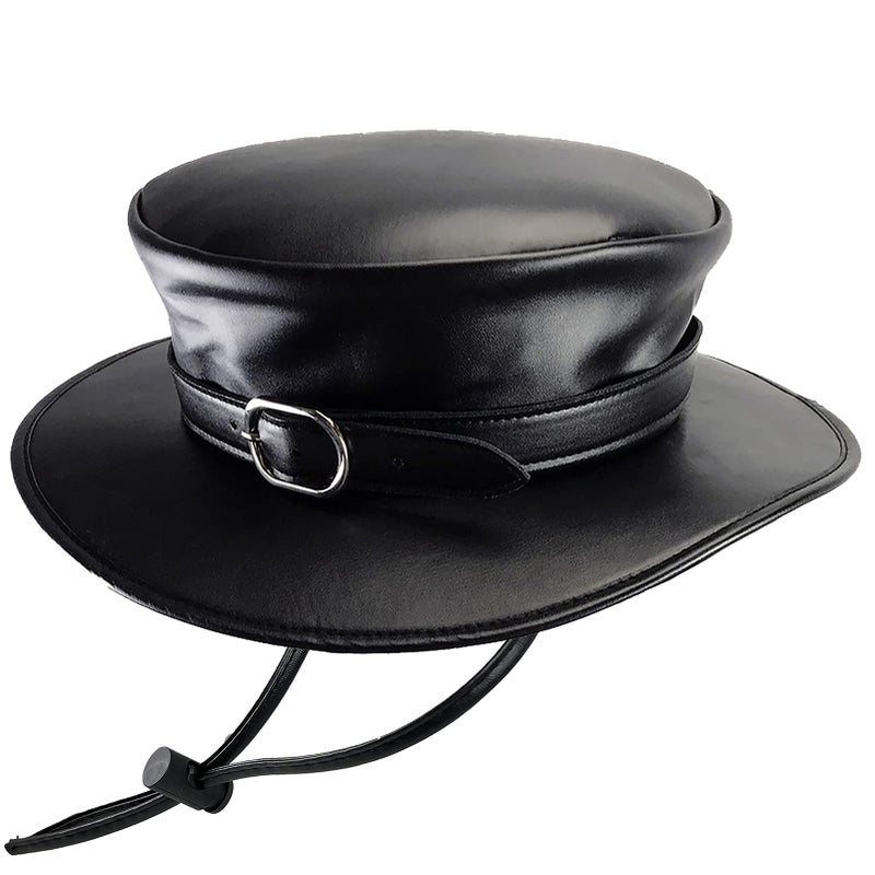 Absolute Vibe Steampunk Plague Doctor Halloween Costume PU Leather Black Wide Brim Magician Dress Up Party Hat (L) - Image 1